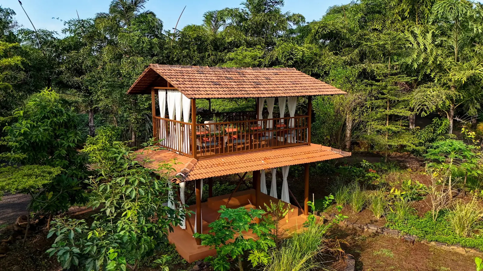 Two-storey machaan in the food forest